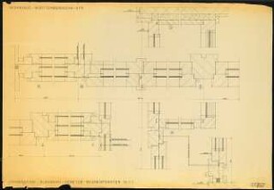 Wohnhaus, Württembergische Straße, Pariser Straße, Berlin-Wilmersdorf: Fenster-Kombination: Glaswand-Hebetür-Blumenfenster für 6.Obergeschoss Württembergische Straße, Horizontalschnitt 1:2