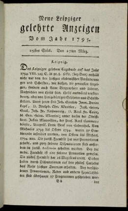25stes Stück. Den 27ten März.