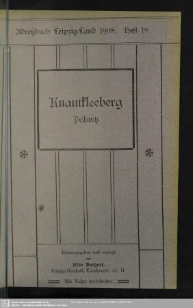 Heft 18. Knautkleeberg. Dechwitz
