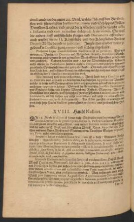 XVIII. Haubt Nullitas.
