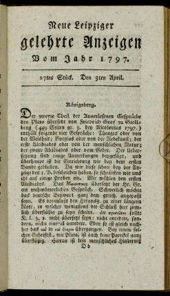 27tes Stück. Den 3ten April.