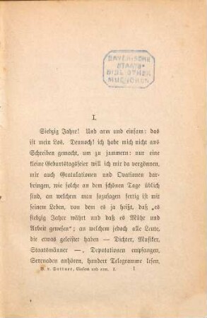 Einsam und arm, 1