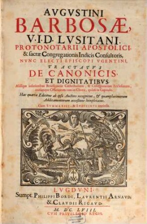 Tractatus de canonicis et dignitatibus ... cathedralium et collegiatarum ecclesiarum
