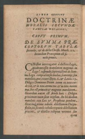 Liber Tertius Doctrinae Moralis Secundae Tabulae Decalogi.