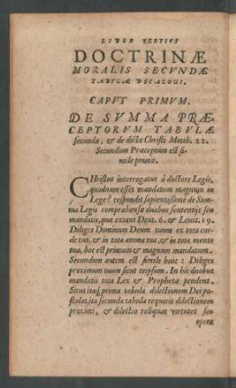 Liber Tertius Doctrinae Moralis Secundae Tabulae Decalogi.