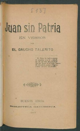 Juan sin patria : en versos