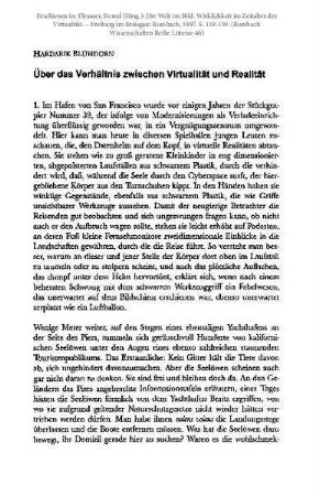 Über das Verhältnis zwischen Virtualität und Realität