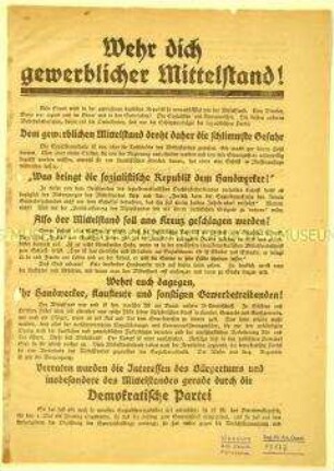 Programmatischer Beitrittsaufruf der Deutschen Volkspartei an den Mittelstand