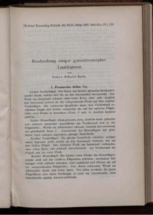 Beschreibung einiger gynandromorpher Lepidopteren