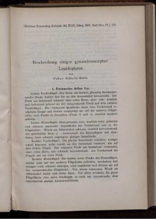 Beschreibung einiger gynandromorpher Lepidopteren