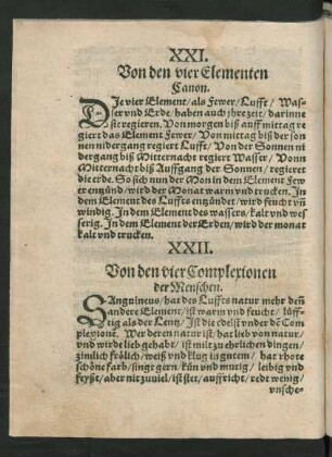 XXII. Von den vier Complexionen der Menschen.