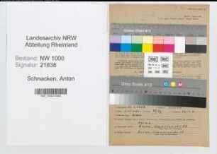 Entnazifizierung Anton Schnacken, geb. 26.01.1902 (Postassistent)