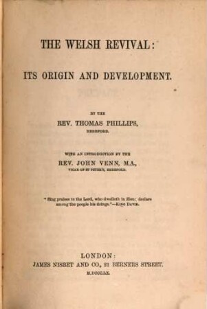 The Welsh Revival: its origin and development