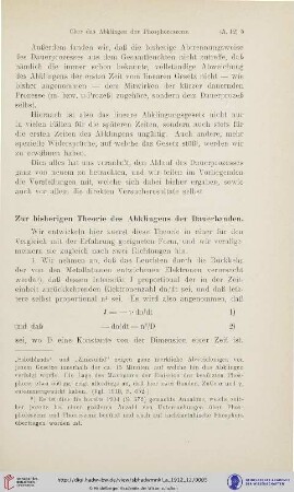 Zur bisherigen Theorie des Abklingens der Dauerbanden