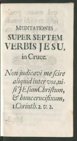 Meditationes Super Septem Verbis Jesu, in Cruce.
