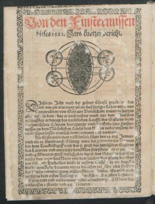Von den Finsternussen dieses 1581. Jars kurtzer bericht.