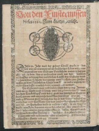 Von den Finsternussen dieses 1581. Jars kurtzer bericht.
