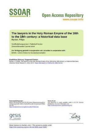 The lawyers in the Holy Roman Empire of the 16th to the 18th century: a historical data base