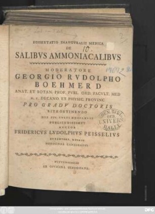 Dissertatio Inavgvralis Medica De Salibvs Ammoniacalibvs