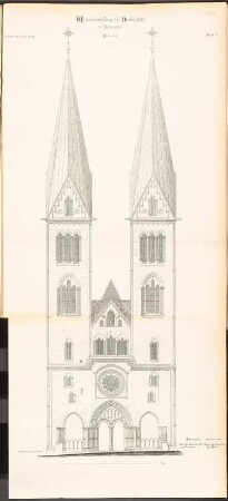 Dom, Halberstadt Wiederherstellung der Türme: Westansicht