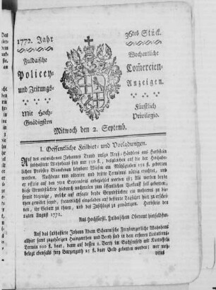 36tes Stück, Ausgabe vom 2. Septemb. 1772