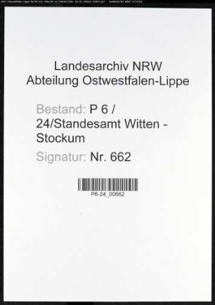 Heiratsregister Standesamt Witten-Stockum
