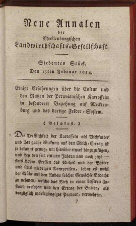 Siebentes Stück. Den 15ten Februar 1814.