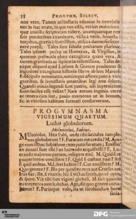 Progymnasma Vigesimum Quartum. Ludus globulorum.