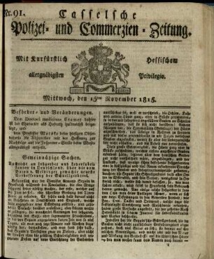 Nr. 91, Mittwoch, den 15ten November 1815