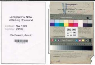 Entnazifizierung Arnold Piechowicz , geb. 31.01.1893 (Revisor)