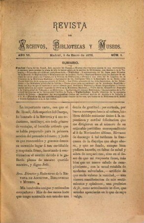 Revista de archivos, bibliotecas y museos. 6, 6. 1876