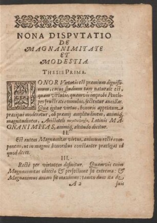 Nona Disputatio De Magnanimitate Et Modestia.