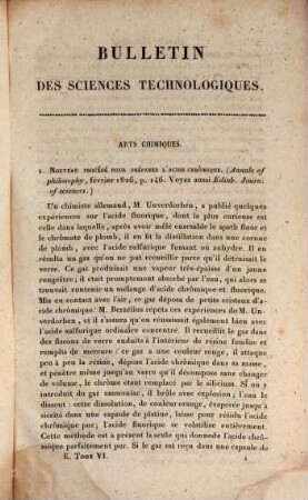 Bulletin universel des sciences et de l'industrie. Section 5, Bulletin des sciences technologiques. 6. 1826