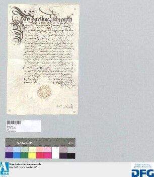 Lehengegenbrief des Barthelme Schrenckh von Notzingen für sich und seinen Bruder über Kapital und Zins.