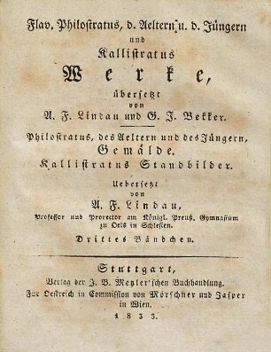Flavius Philostratus, des Aeltern und des Jüngern und Kallistratus Werke, 2,3. Gemälde. Standbilder