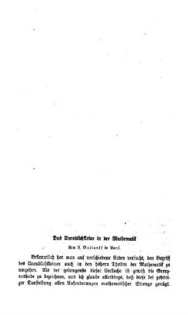 Das Unendlichkleine in der Mathematik