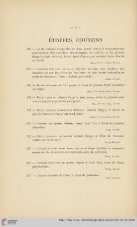 Étoffes, Coussins (Nr. 418 - 427)