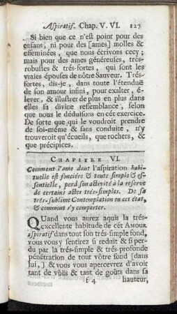 Chapitre VI. Comment l'ame dont l'aspiration habituelle est fonciére & toute simple & essentielle [...]