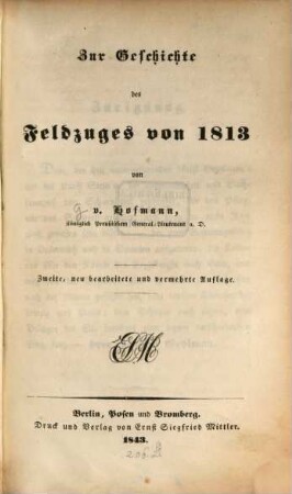 Zur Geschichte des Feldzuges von 1813