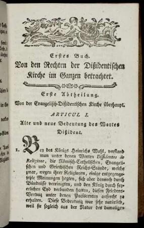 Erste Abtheilung. - Zweyte Abtheilung.