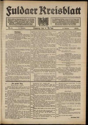 Ausgabe vom Dienstag, den 09. Januar 1912.