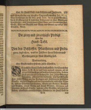 Die zwey und zwanzigste Predigt über die Haus-Tafel