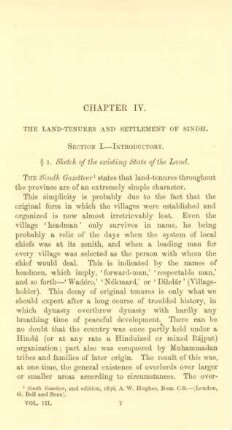 Chapter IV. The land-tenures and settlement of Sindh