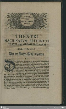 Erstes Capitel. Von der Rechen-Kunst insgemein