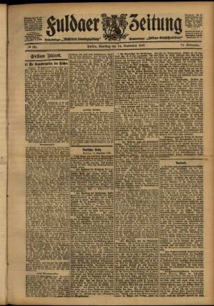 Erste Ausgabe vom Samstag, den 14. September 1907.