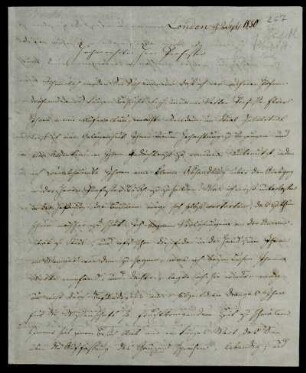 Nf. 267: Brief von Peter Wilhelm Forchhammer an Karl Otfried Müller, London, 9.9.1830