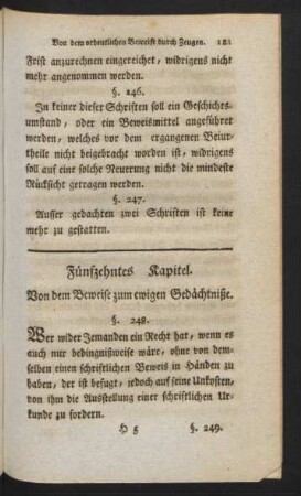 Fünfzehntes Kapitel. Von dem Beweise zum ewigen Gedächtniße