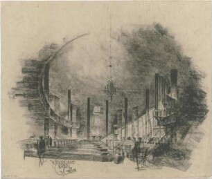 Gsaenger, Gustav; Kassel (Hessen); Kreuzkirche, Wiederaufbau - Kircheninnenraum (Perspektive)