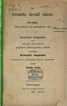 De Aristotelis dicendi ratione, 1. Observationes de particularum usu