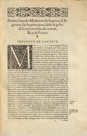 Les mémoires de Messire Philippe de Commines : sur les principaux faicts & gestes de Louis XI. & de Charles VIII., son filz, roys de France